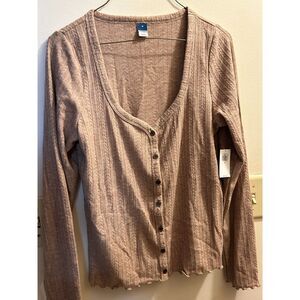 Old Navy Ribbed Button Front Cardigan - Tan/Brown